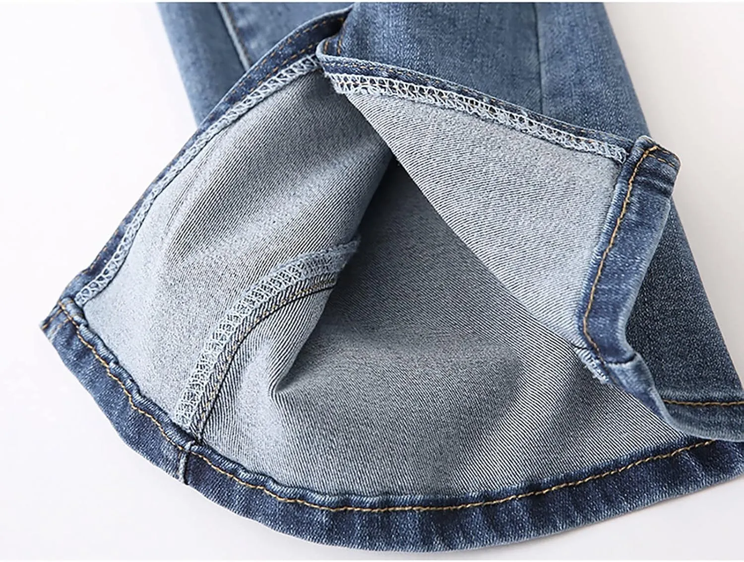 2024 Trendy Womens Flare Jeans High Waisted Wide Leg Baggy Jean Split Hem Stretch Bell Bottom Denim Pants with Pockets