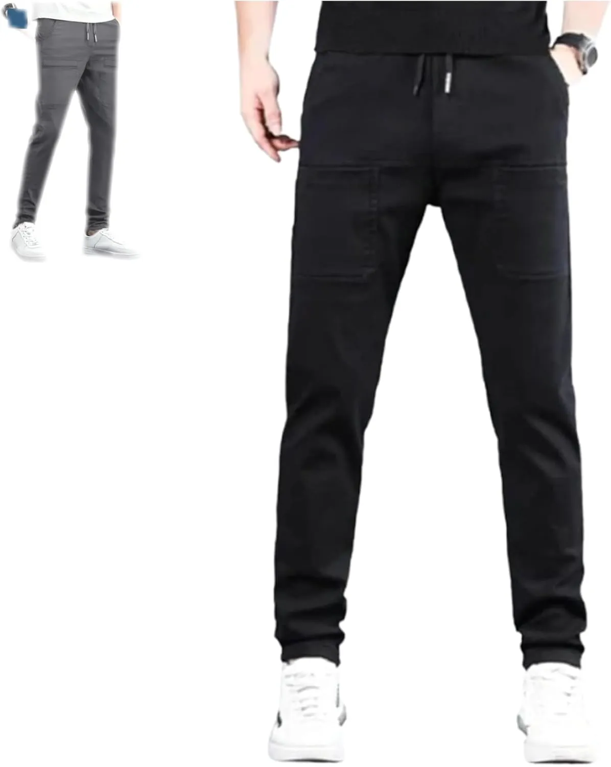 Acegents Cargo Pants,Men's High Stretch Multi-pocket Skinny Cargo Pants