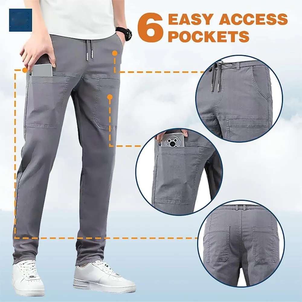Acegents Cargo Pants,Men's High Stretch Multi-pocket Skinny Cargo Pants