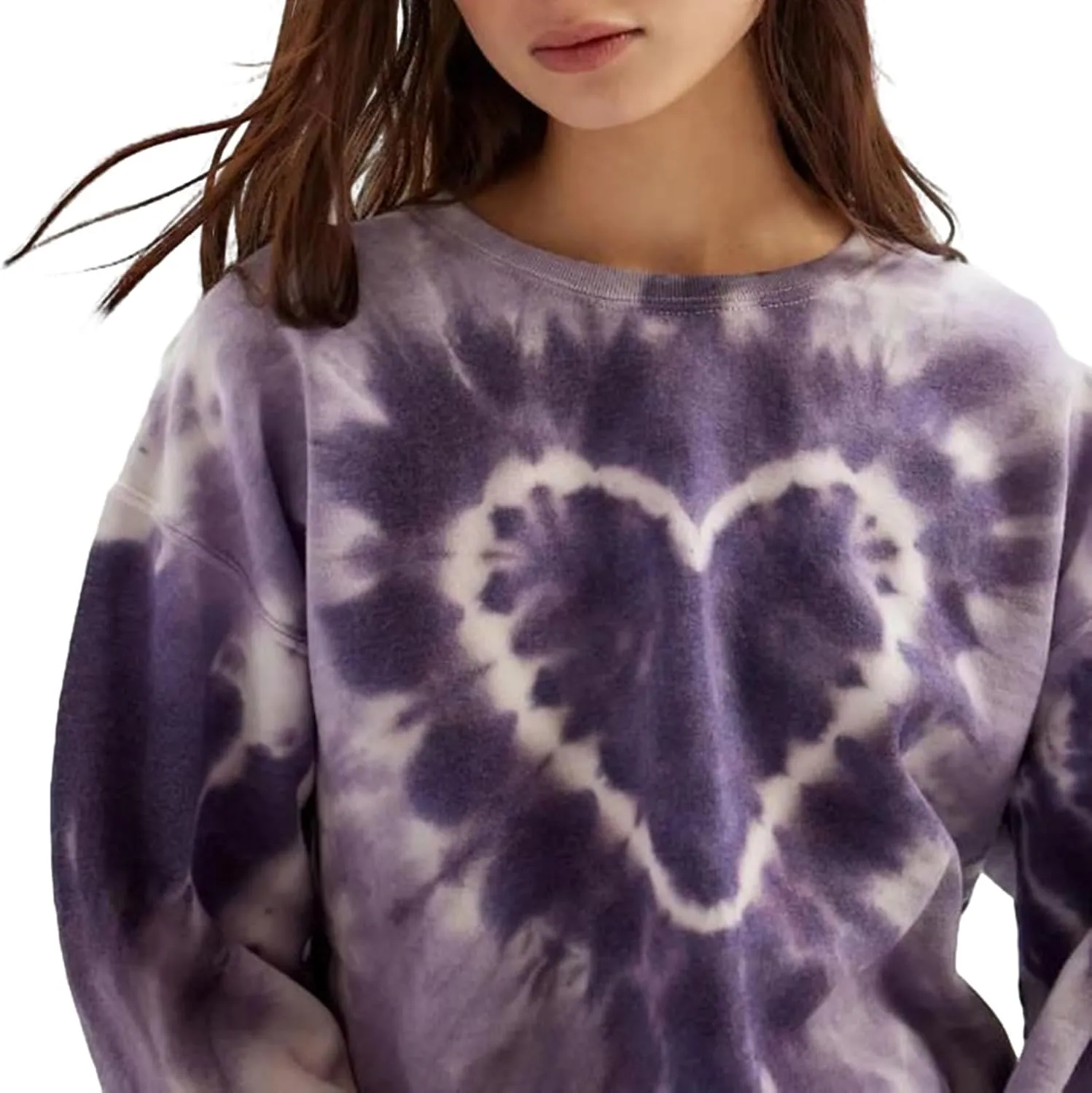 Adoeren Women Y2k Tie Dye Sweatshirt Long Sleeve Graphic Print Oversized Shirt Tee Colorful Harajuku Y2k Baggy Pullover