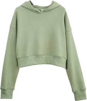 Amazhiyu Womens Cropped Hoodie with Hood Casual Long Sleeve Crop Top Sweatshirt
