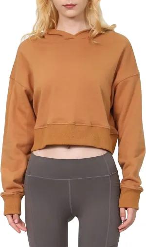 Amazhiyu Womens Cropped Hoodie with Hood Casual Long Sleeve Crop Top Sweatshirt