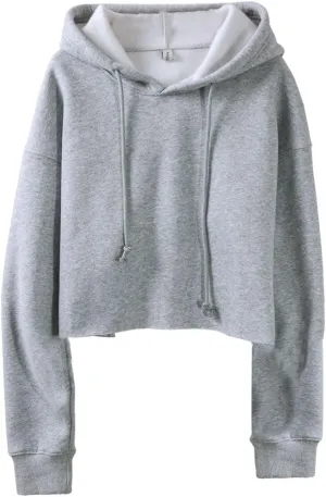 Amazhiyu Women's Cropped Hoodies Long Sleeves Fleece Crop Top Sweatshirt with Hooded