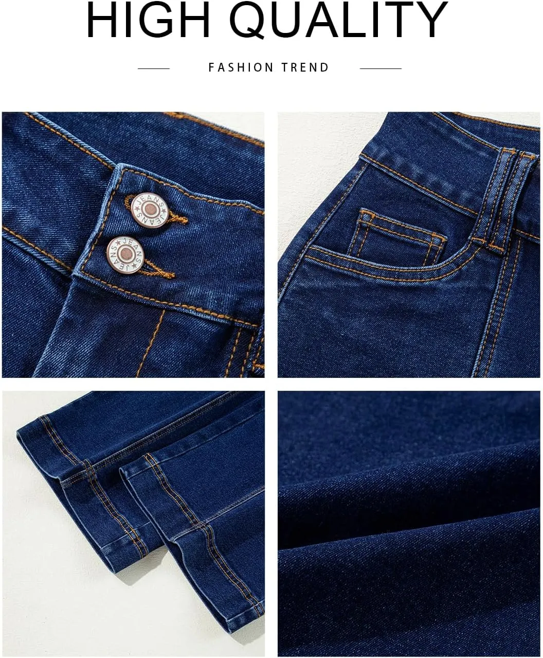Astylish Womens High Waisted Wide Leg Jeans Cropped Straight Leg Denim Pants