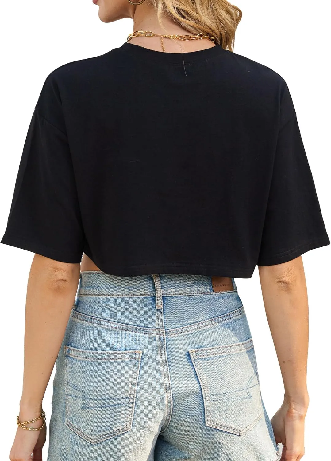 Avanova Women California Graphic Short Sleeve Crop Top Oversized Loose Tee Shirt