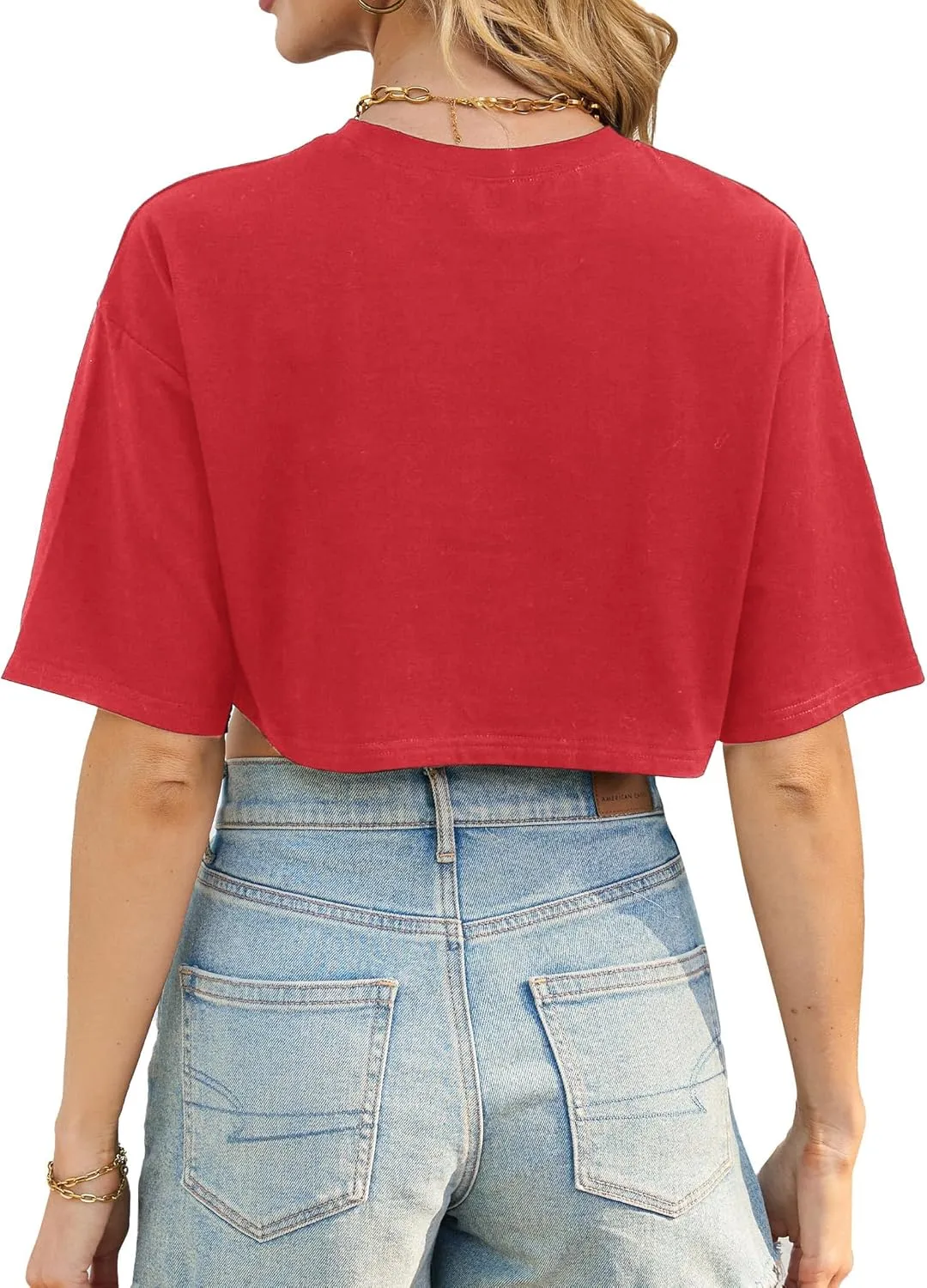Avanova Women California Graphic Short Sleeve Crop Top Oversized Loose Tee Shirt