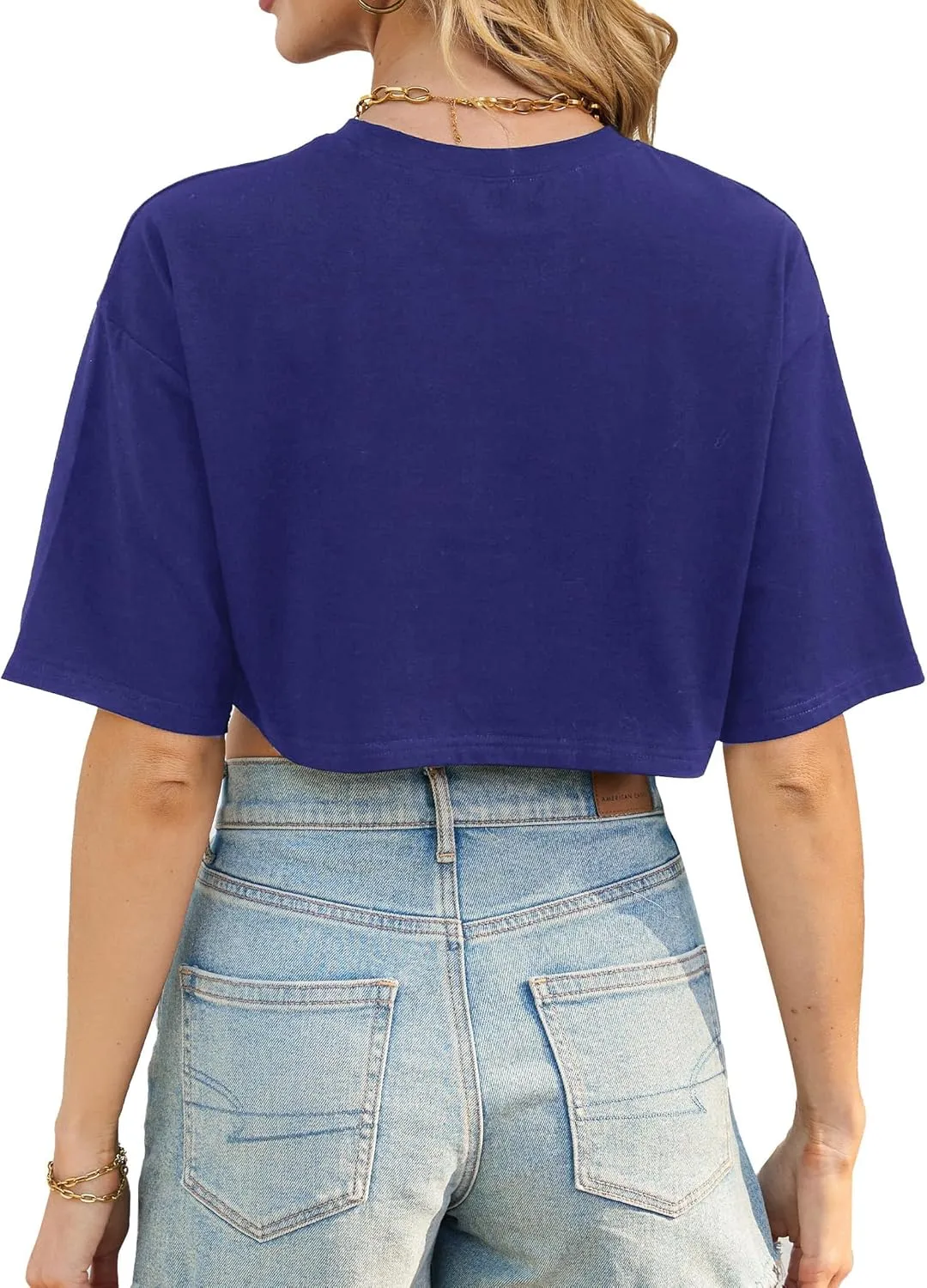 Avanova Women California Graphic Short Sleeve Crop Top Oversized Loose Tee Shirt