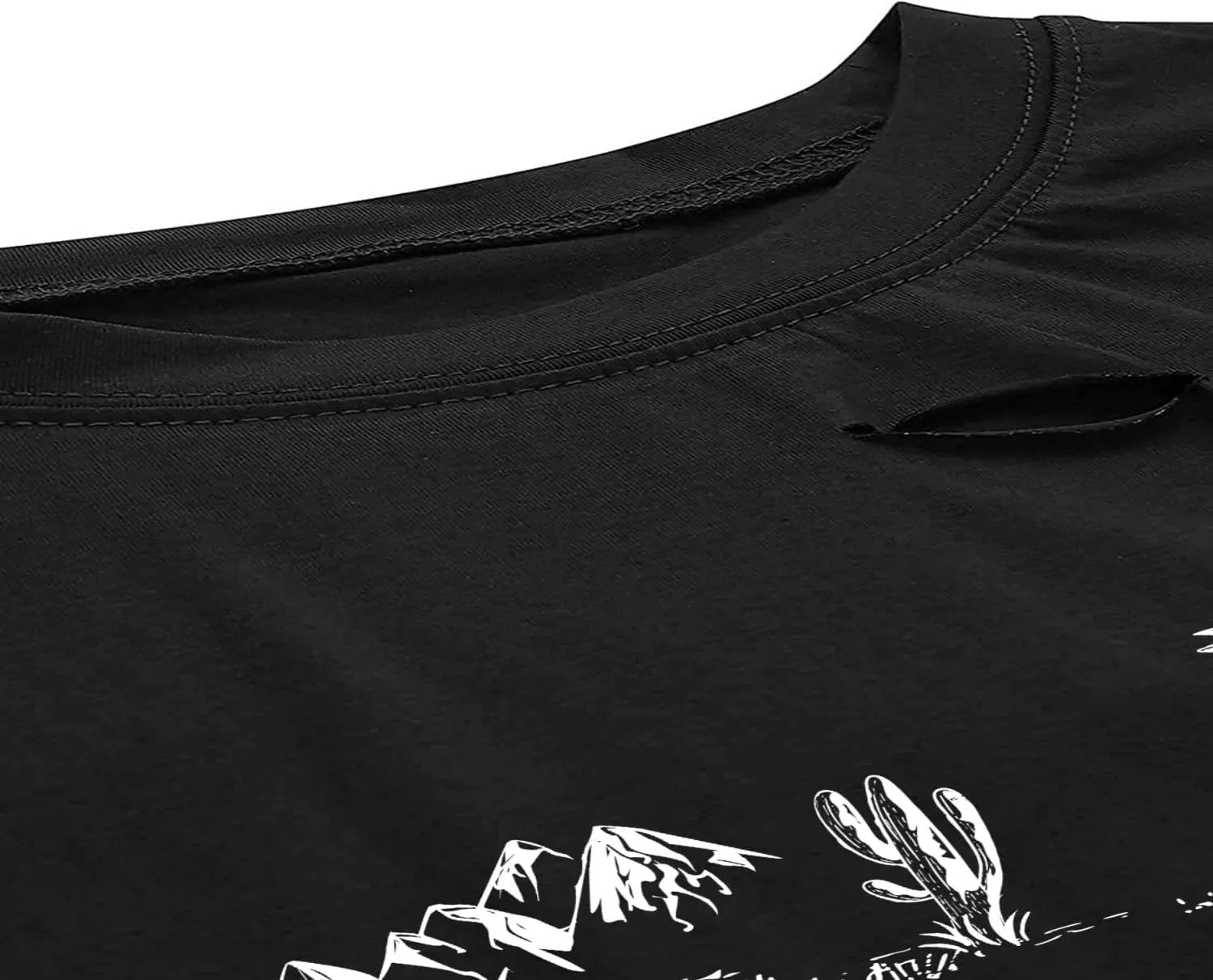 Avanova Women Short Sleeve Oversized Ripped Graphic Crop Top Tee Shirt