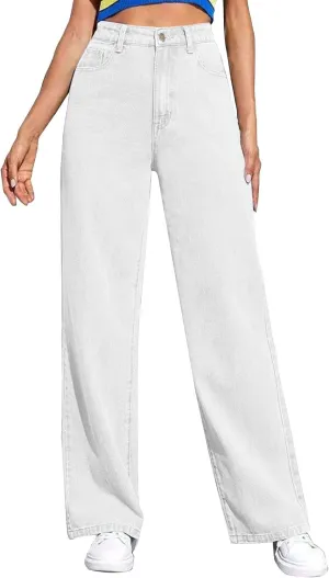 Baggy Jeans for Women High Waisted Wide Leg Y2k Pants Stretchy Plus Size Casual Sweatpants Jean with Pockets