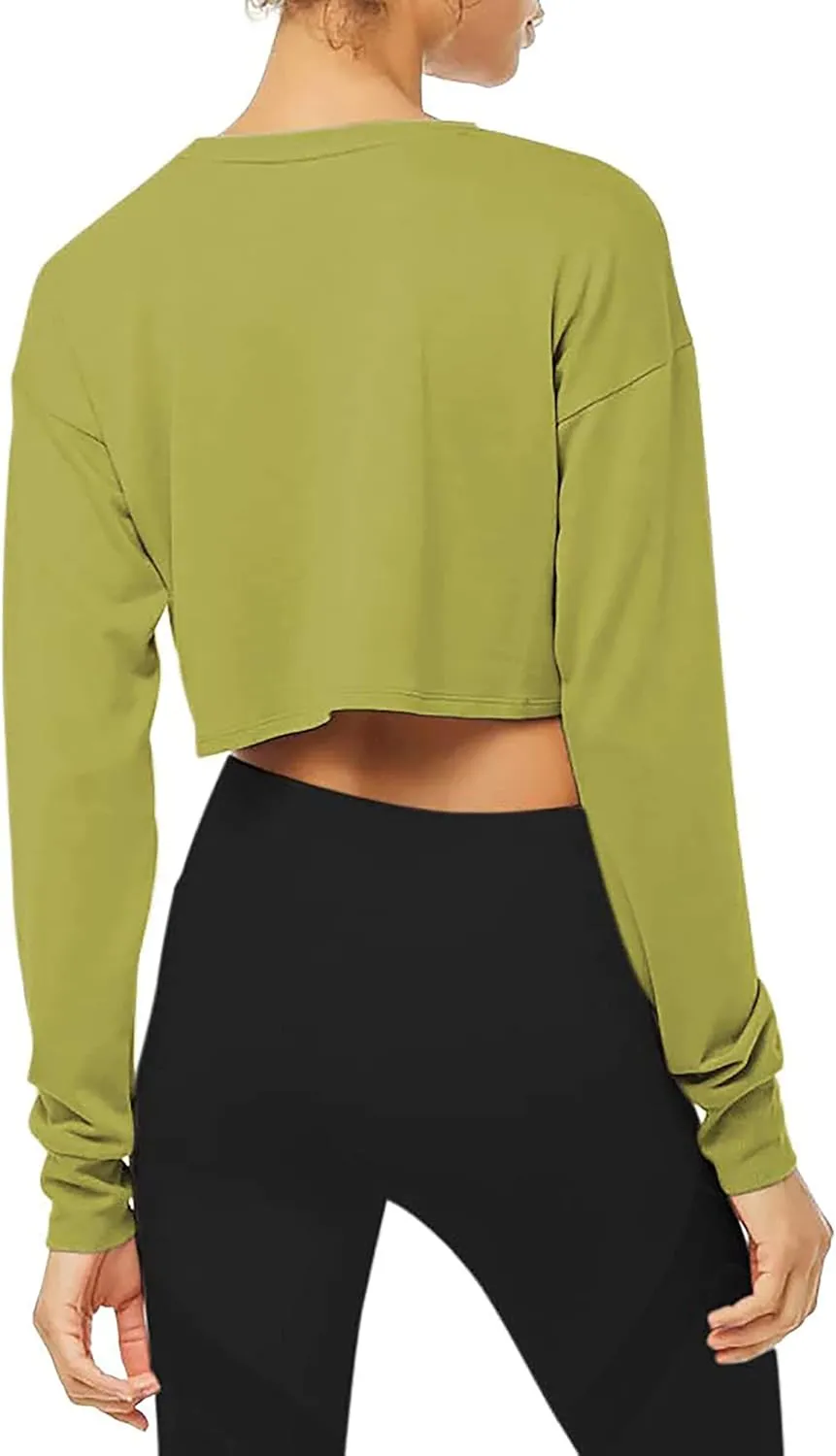 Bestisun Long Sleeve Crop Top Cropped Sweatshirt for Women with Thumb Hole