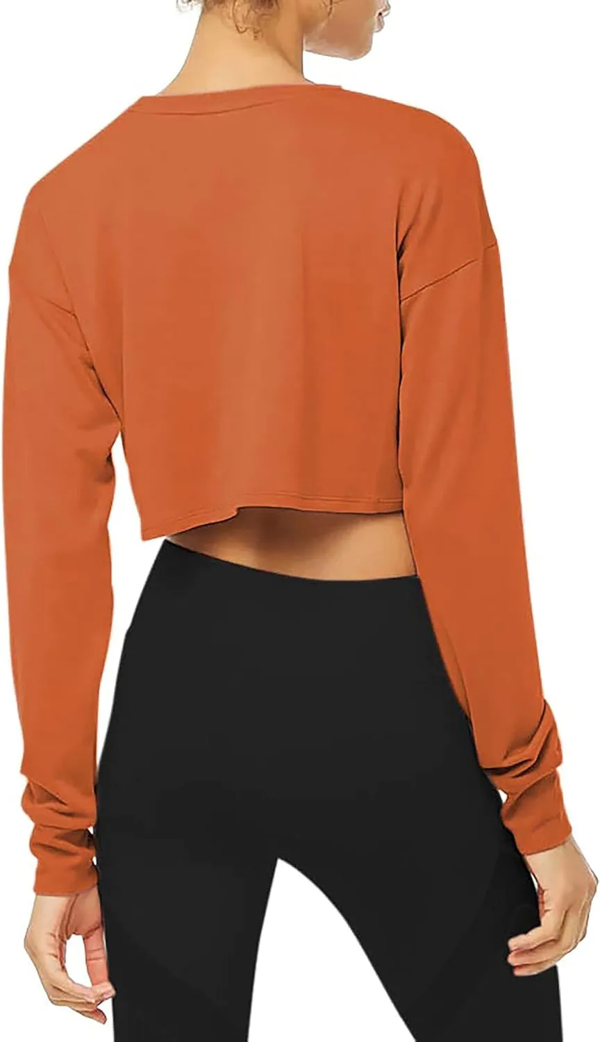 Bestisun Long Sleeve Crop Top Cropped Sweatshirt for Women with Thumb Hole