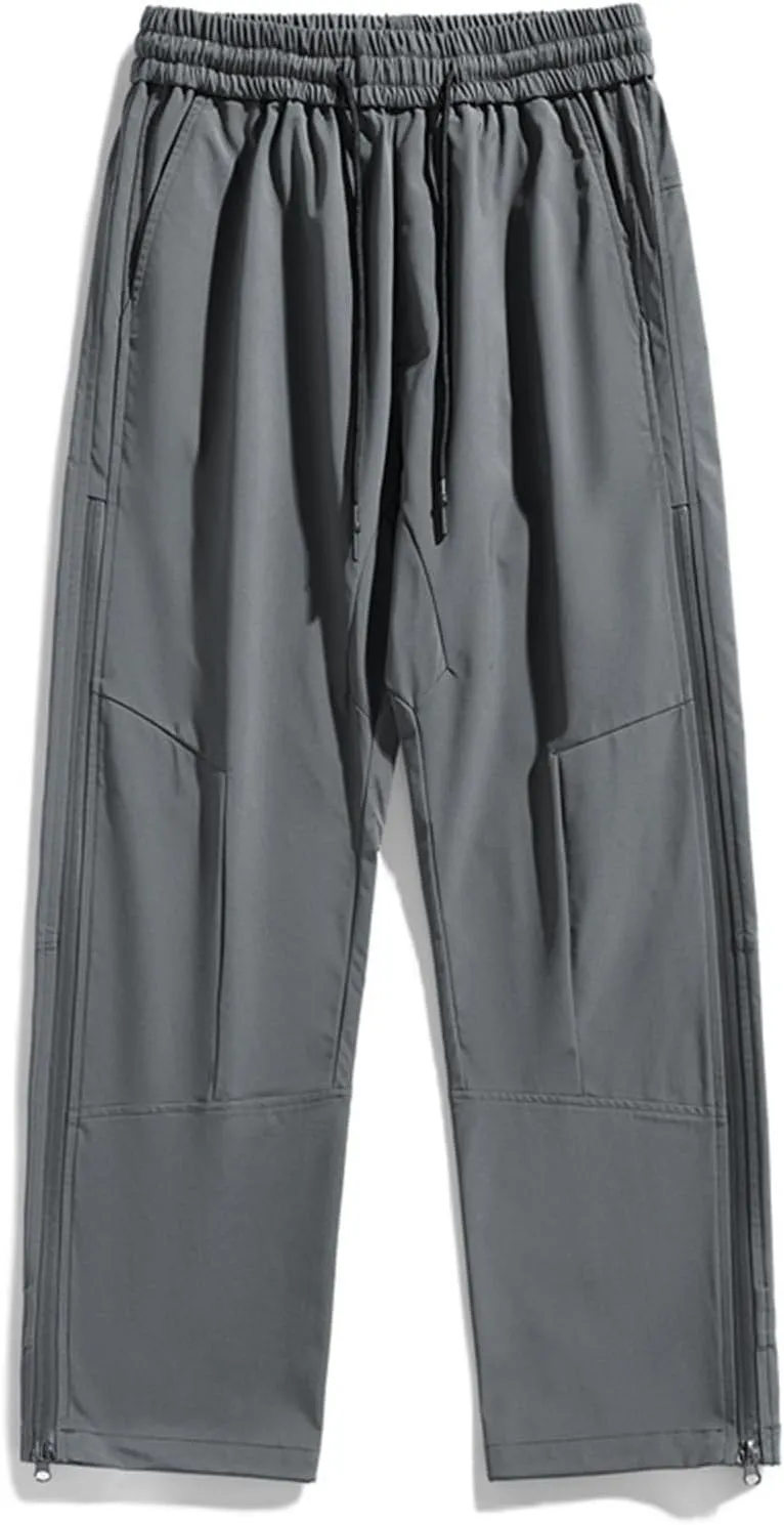 Bidobibo Cargo Work Pants for Men Stretch Elastic Waist Drawstring Pants Side Zip Tactical Pants Multi-Pocket Cargo Pants