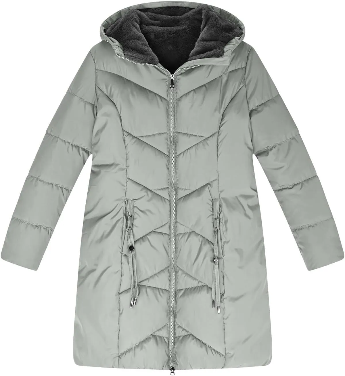 Borniu Women's Hooded Warm Winter Coat Quilted Thicken Puffer Jacket Fleece Lined Down Jacket Outerwear with Pockets