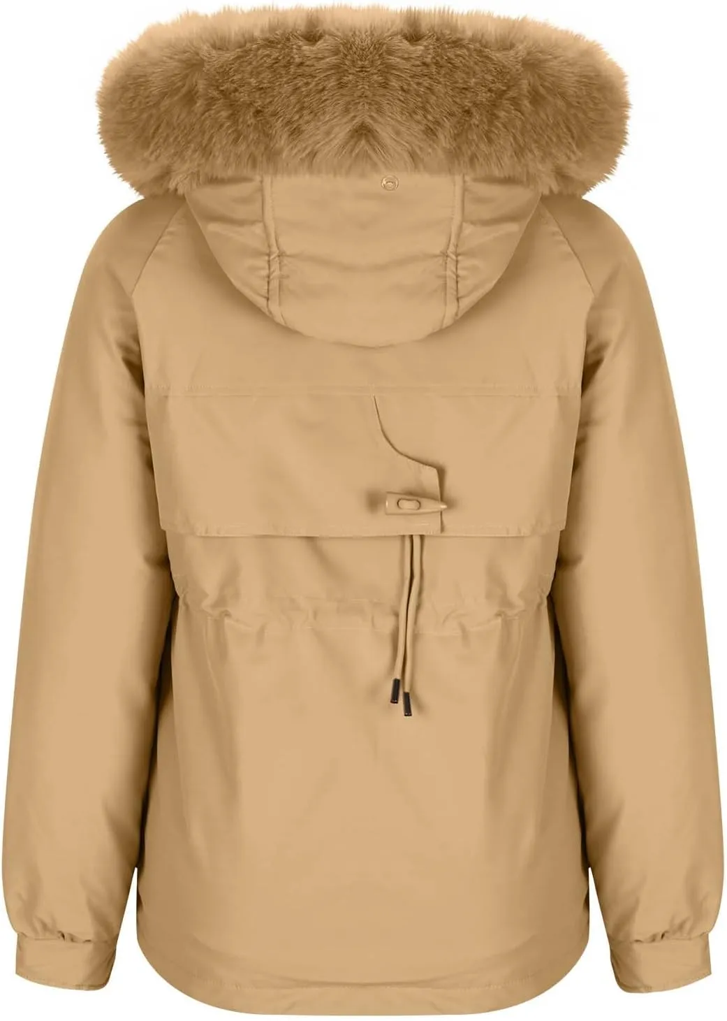 Borniu Women's Winter Puffer Coat Thicken Fleece Lined Down Jacket Faux Fur Detachable Hooded Parka Jacket Outerwear