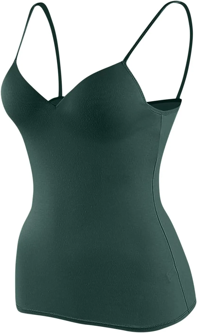 Built in Bra Camisole Tank Tops for Women Workout Layer Padded Yoga Shirts Summer Casual Spaghetti Strap Sexy Cami Top
