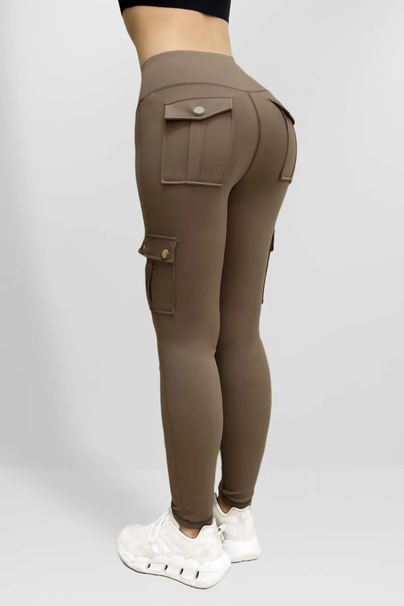 Butt Lifting Leggings for Women Workout Slim Fit High Waist Tummy Control Cargo Pants Gym Yoga Leggings with Pockets