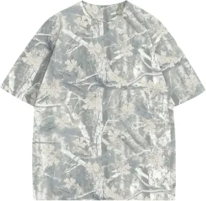 Camo Oversized Shirt Y2k Crewneck Maple Leaf Printed Short Sleeve Unisex Summer Graphic Tees