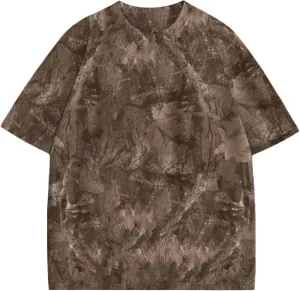 Camo Oversized Shirt Y2k Crewneck Maple Leaf Printed Short Sleeve Unisex Summer Graphic Tees