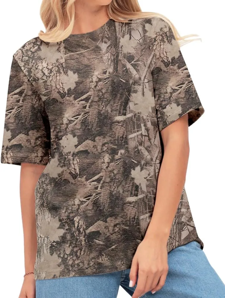 Camo Oversized Shirt Y2k Crewneck Maple Leaf Printed Short Sleeve Unisex Summer Graphic Tees