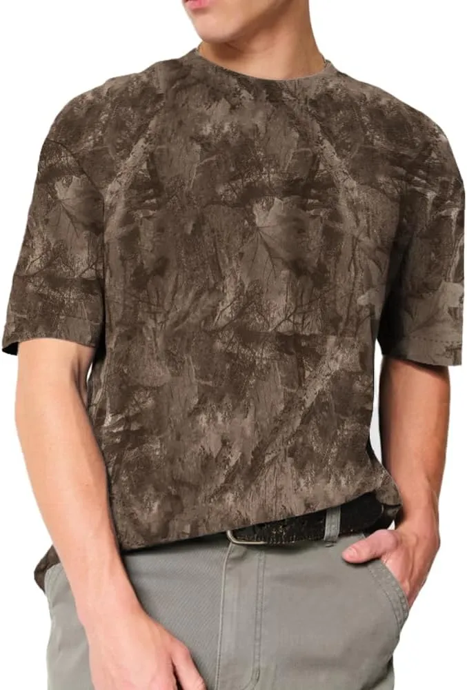 Camo Oversized Shirt Y2k Crewneck Maple Leaf Printed Short Sleeve Unisex Summer Graphic Tees