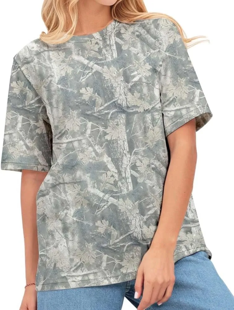 Camo Oversized Shirt Y2k Crewneck Maple Leaf Printed Short Sleeve Unisex Summer Graphic Tees