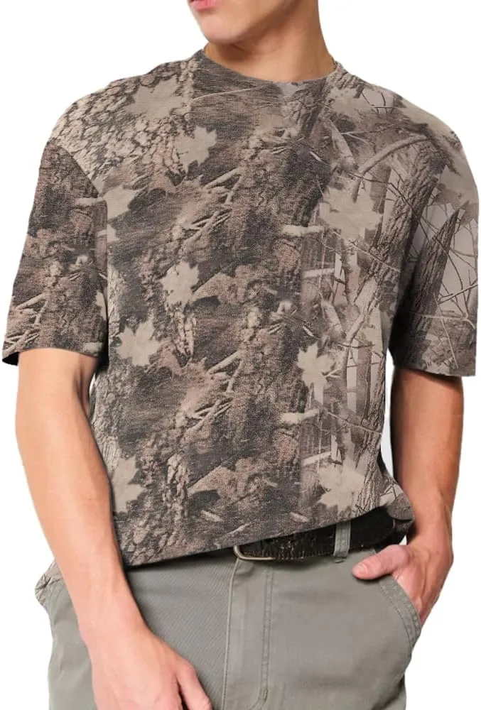 Camo Oversized Shirt Y2k Crewneck Maple Leaf Printed Short Sleeve Unisex Summer Graphic Tees