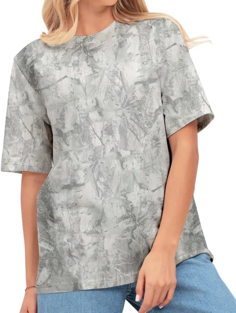 Camo Oversized Shirt Y2k Crewneck Maple Leaf Printed Short Sleeve Unisex Summer Graphic Tees