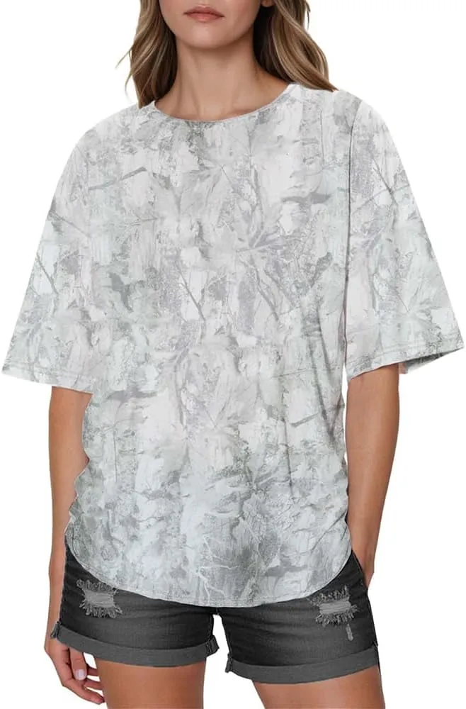 Camo Oversized Shirt Y2k Crewneck Maple Leaf Printed Short Sleeve Unisex Summer Graphic Tees