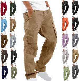 Cargo Pants for Men Drawstring Cargo Pants Workout Athletic Pants Elastic Waist Jogging Loose Straight Leg Work Pants