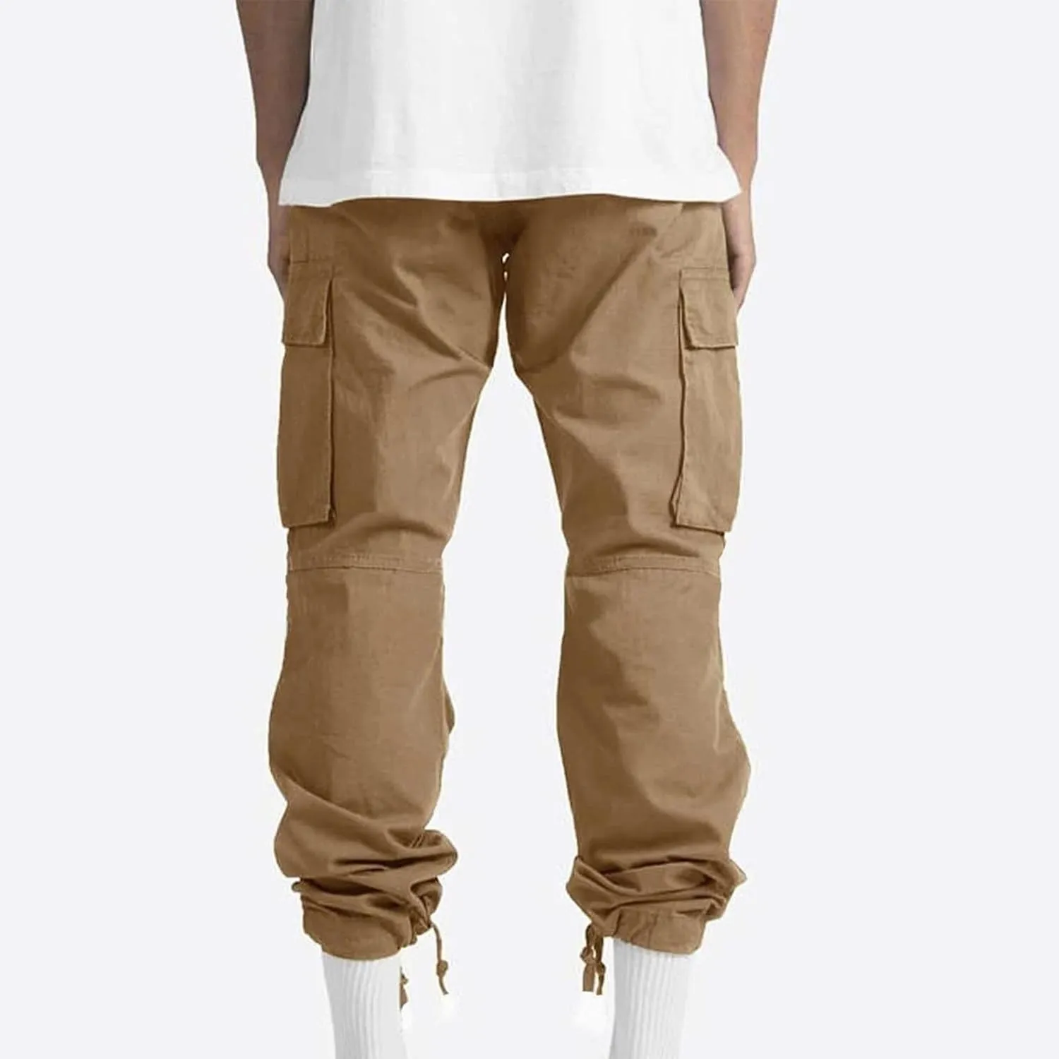 Cargo Pants for Men Drawstring Cargo Pants Workout Athletic Pants Elastic Waist Jogging Loose Straight Leg Work Pants