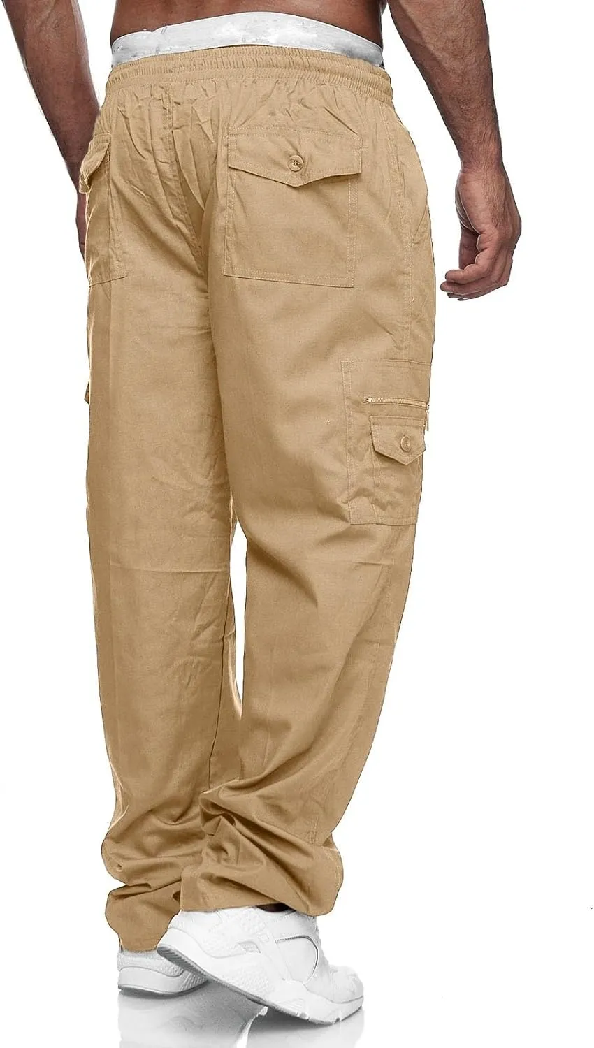 Cargo Pants for Men Relaxed Fit Mens Cargo Pants Casual Jogger Drawstring Workout Running Cargo Pants for Men Trouser