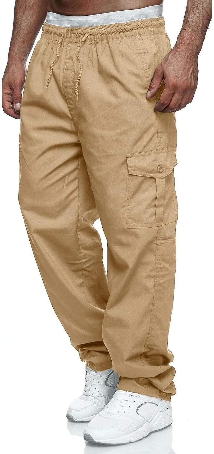 Cargo Pants for Men Relaxed Fit Mens Cargo Pants Casual Jogger Drawstring Workout Running Cargo Pants for Men Trouser