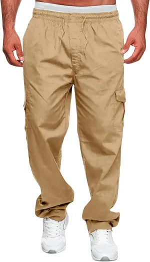 Cargo Pants for Men Relaxed Fit Mens Cargo Pants Casual Jogger Drawstring Workout Running Cargo Pants for Men Trouser
