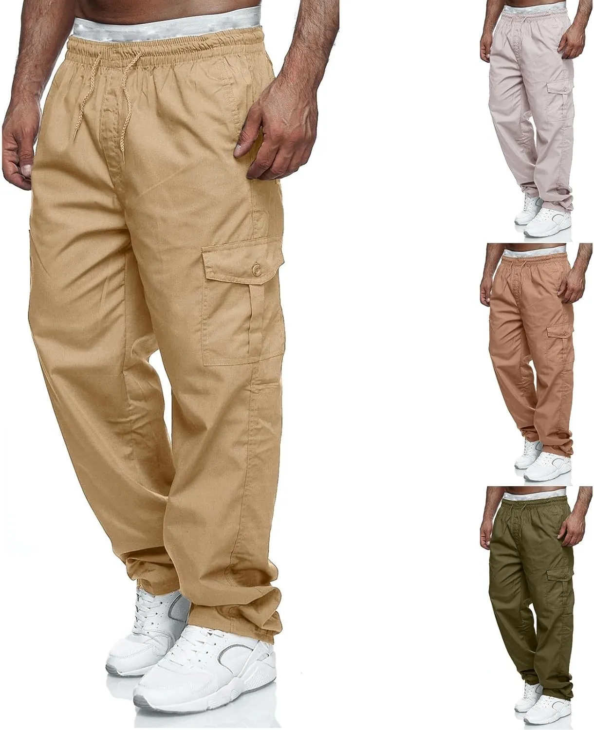 Cargo Pants for Men Relaxed Fit Mens Cargo Pants Casual Jogger Drawstring Workout Running Cargo Pants for Men Trouser