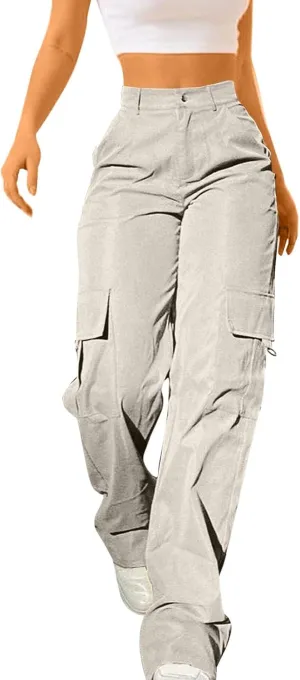 Cargo Pants for Women High Waisted Casual Wide Leg Pants Baggy Stretchy Wide Leg Y2K Streetwear with Pockets