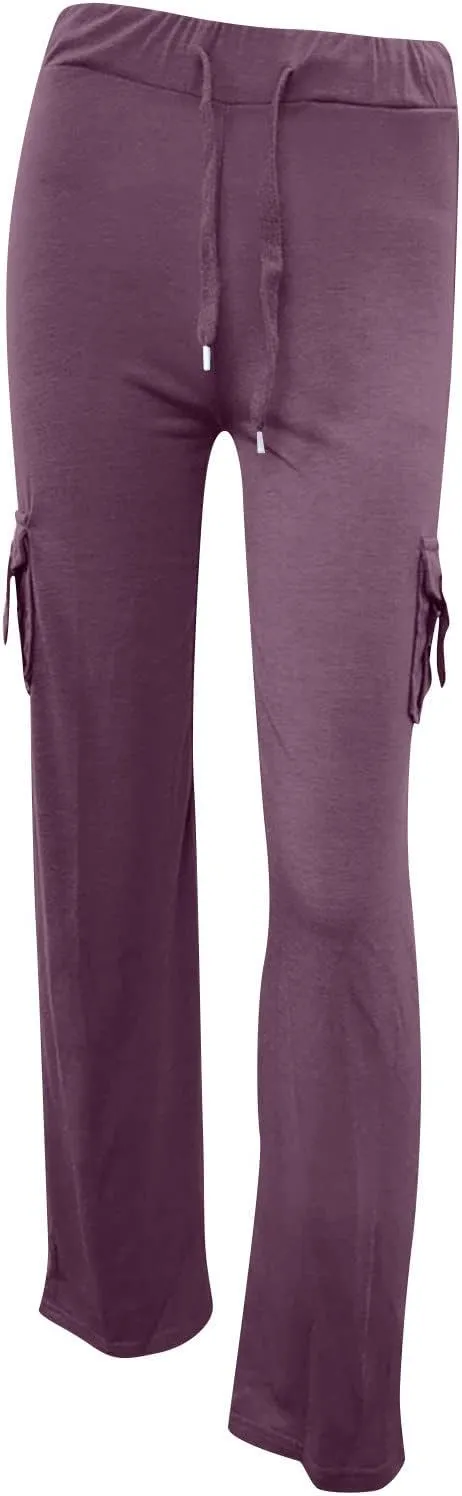 Cargo Pants for Women Plus Size High Waist Wide Leg Lounge Trousers Yoga Bootcut Flare Pant with Multi Pockets