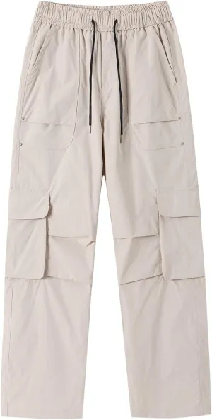 Cargo Pants Men Outdoor Stretch Overalls with Large Pockets Loose Soft Pants Rainproof Mens Big and Tall Cargo Pants