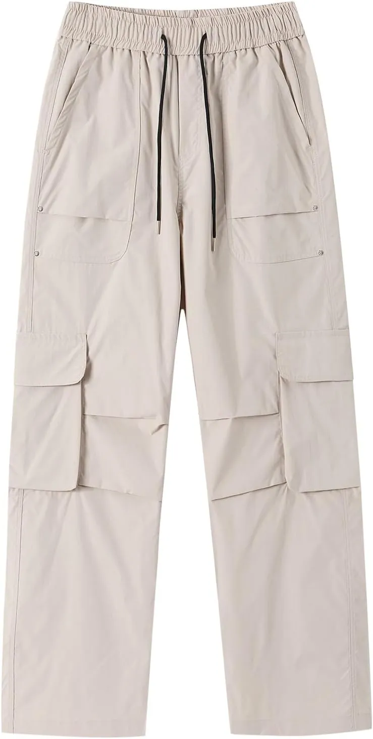 Cargo Pants Men Outdoor Stretch Overalls with Large Pockets Loose Soft Pants Rainproof Mens Big and Tall Cargo Pants