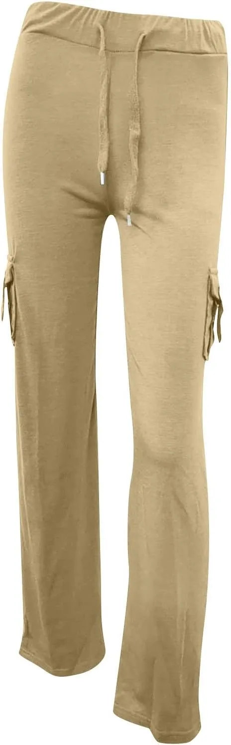 Cargo Pants Women Bootcut Yoga Pants High Waist Wide Leg Stretchy Flare Leggings Soft Workout Cargo Sweatpants with Pockets