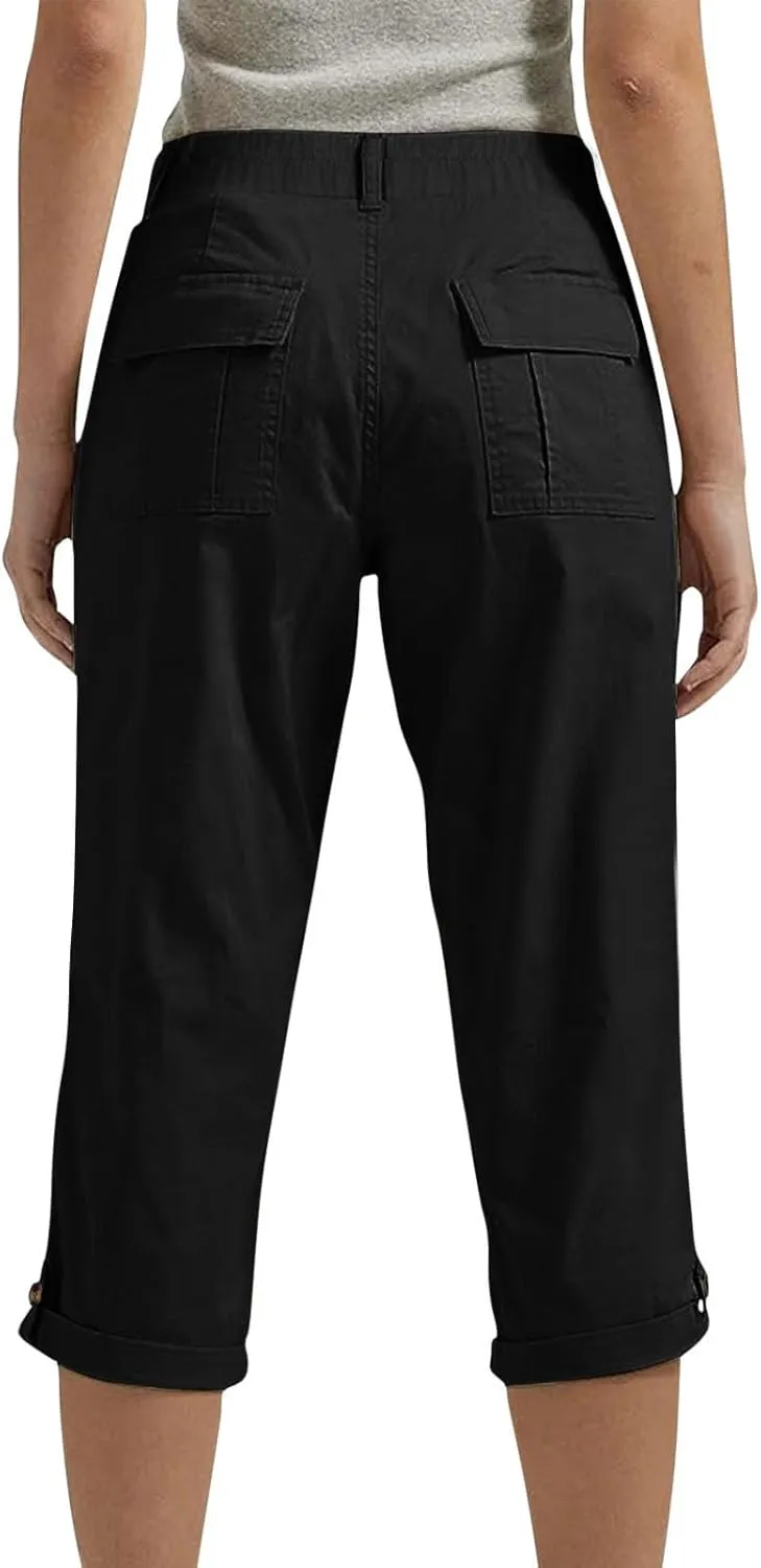 Cargo Pants Women Cargo Capris Capri Pants Dressy Joggers Casual Pull On Cropped Pants with Pockets Work Pants
