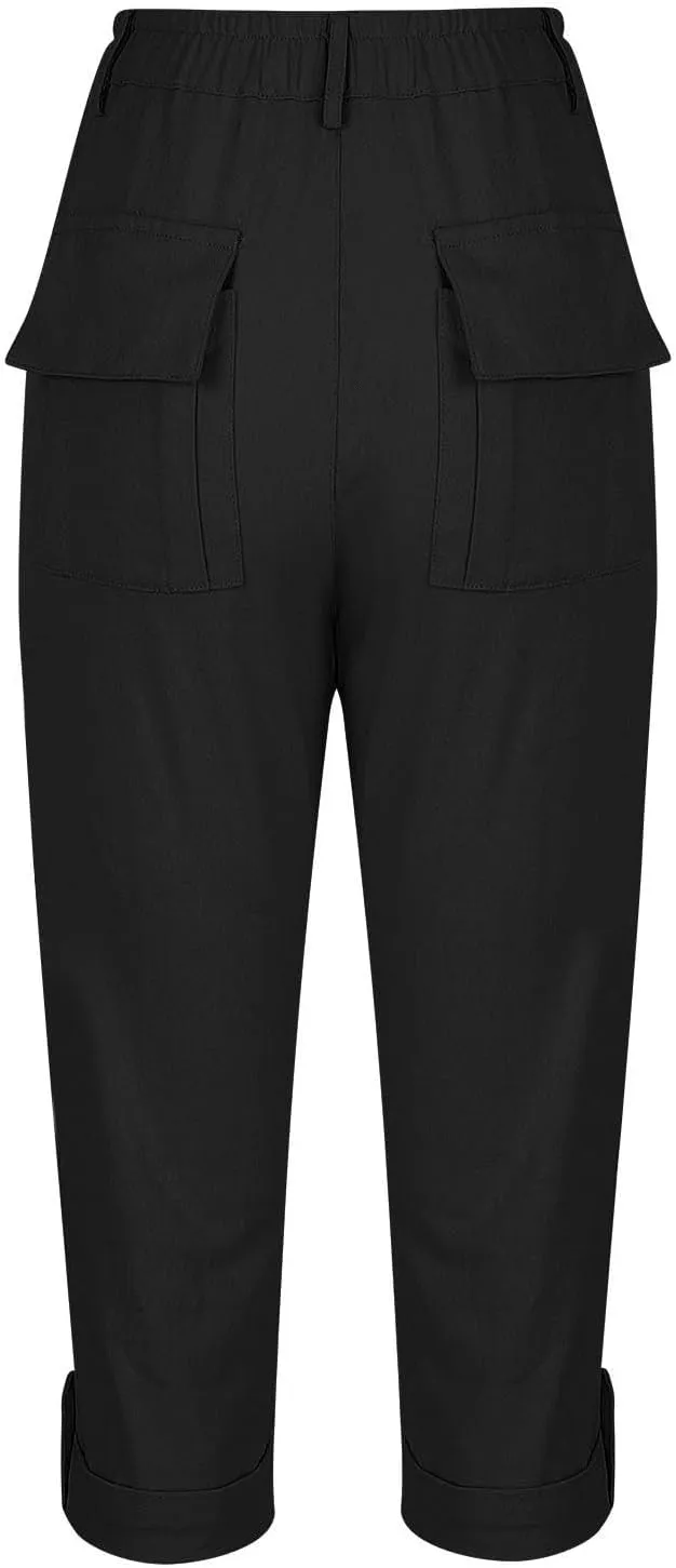 Cargo Pants Women Cargo Capris Capri Pants Dressy Joggers Casual Pull On Cropped Pants with Pockets Work Pants