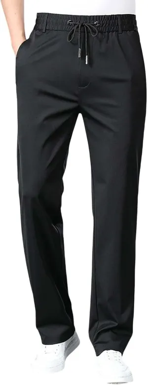 Casual Suit Pants for Men Business Office Work Straight Leg Trousers Fashion Drawstring Stretch Loose Pants Plus Size
