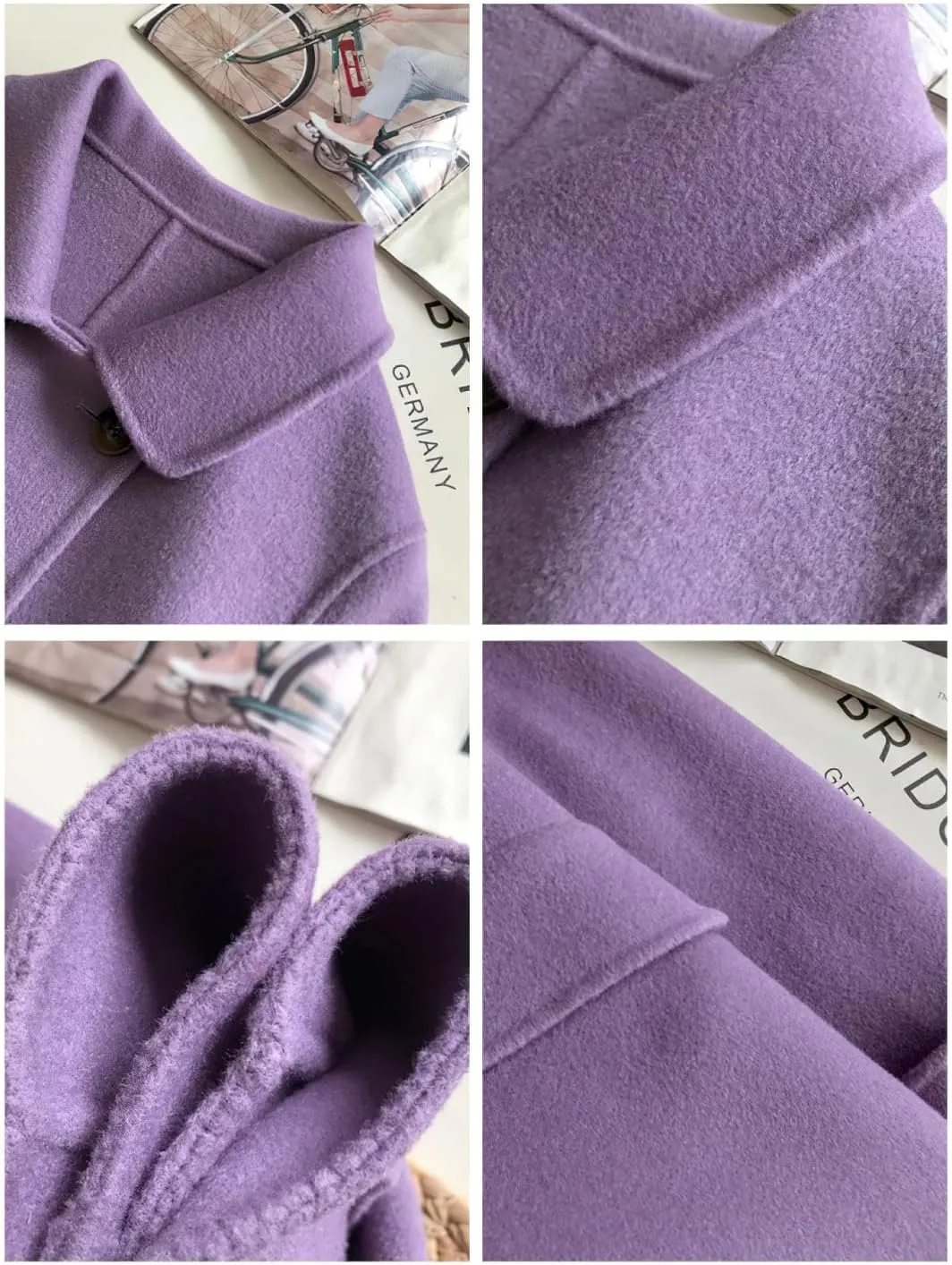 chouyatou Women's Elegant Lapel Collar Overcoat Mid Long Double Breasted Pea Coat Wool Blend Trench Coat
