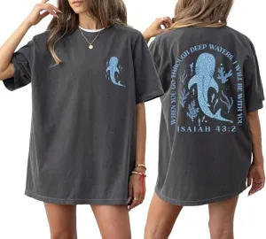 Christian Oversized Shirt for Women Faith Bible Verse Graphic Tee Top Vacation Summer Casual Boho Wildflowers T Shirt