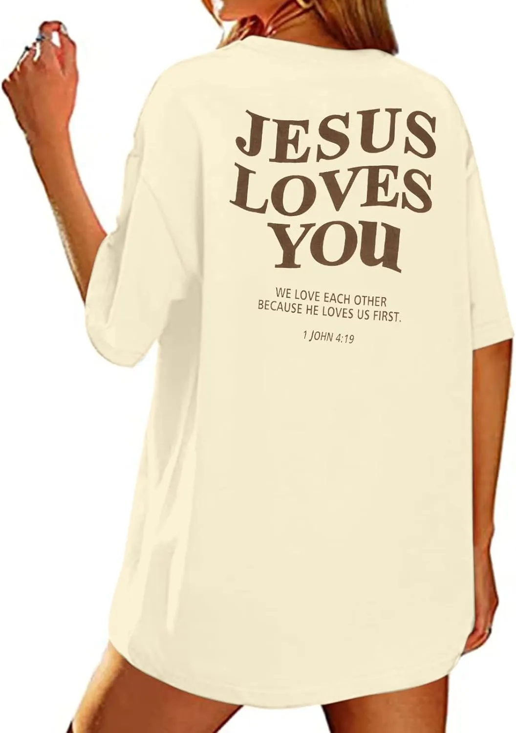 Christian Oversized Shirt Women Created with a Purpose Shirts Bible Verse Tee You are Beautiful Inspirational Tops