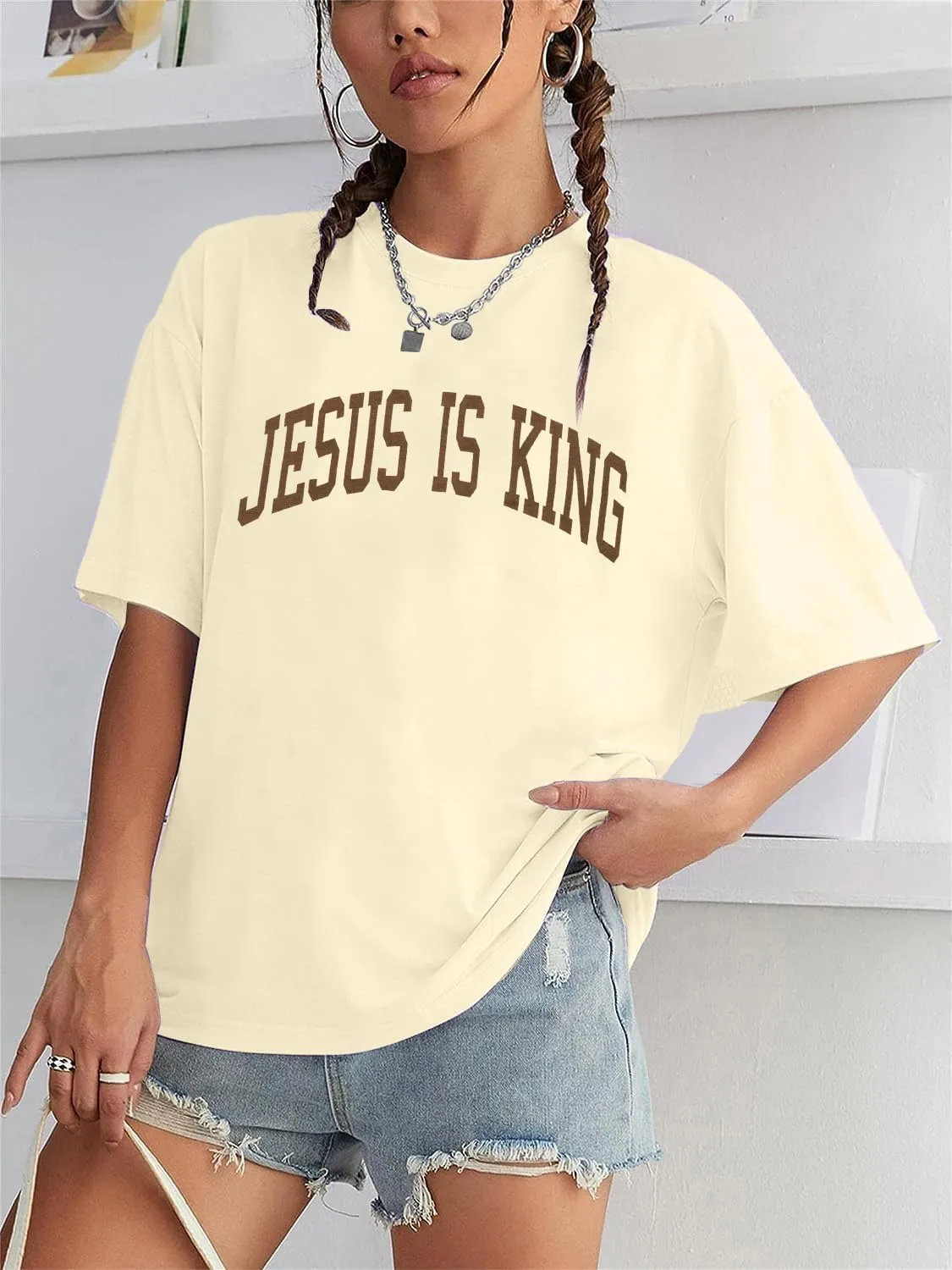 Christian Oversized Shirt Women Created with a Purpose Shirts Bible Verse Tee You are Beautiful Inspirational Tops