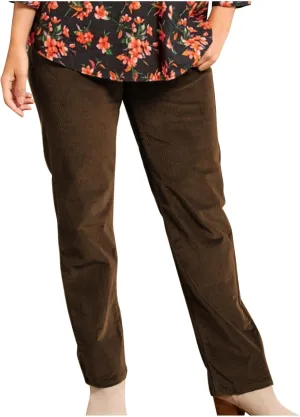 Corduroy Pants for Women Elastic High Waist Pull On Straight Leg Slacks Casual Spring Fall Trousers with Pockets