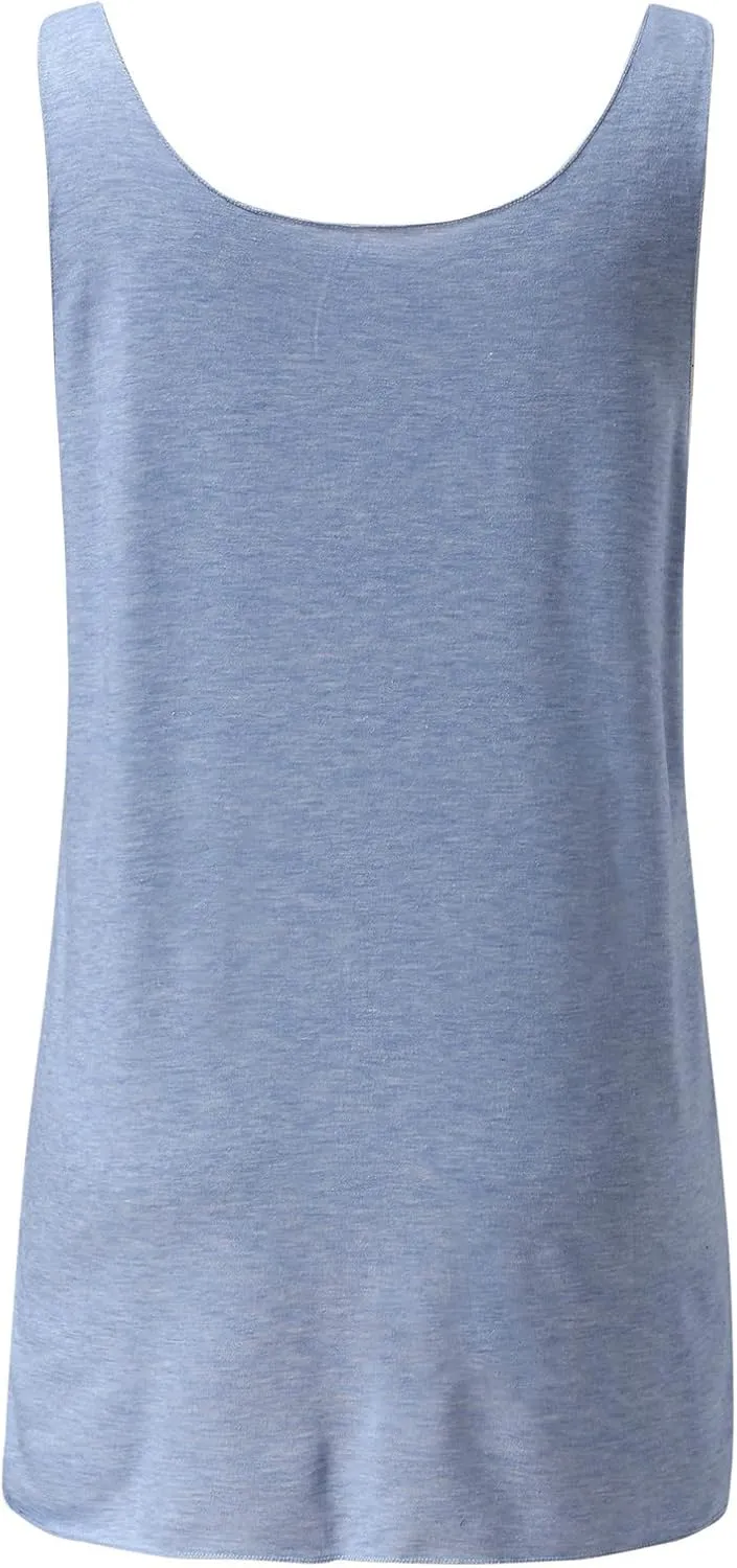 Cotton Linen Cami U Neck Tank Tops for Women Loose Fit Flowy Spaghetti Strap Camisole Summer Casual Sleeveless Shirts