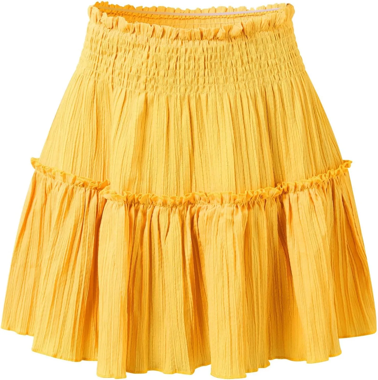 Cotton Linen Short Skirts for Women Pleated Skirts for Women Tiered Skirts Ruffle Pleated High Waisted Mini Skirts