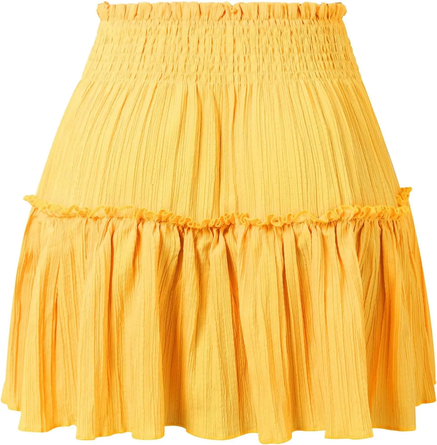 Cotton Linen Short Skirts for Women Pleated Skirts for Women Tiered Skirts Ruffle Pleated High Waisted Mini Skirts
